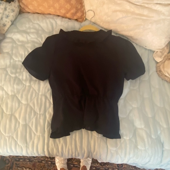 Navy ruffle wrap blouse - Picture 4 of 4